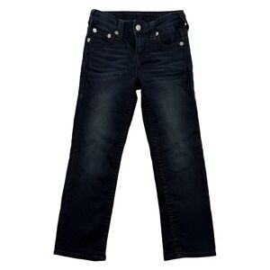 True Religion Jeans Youth 7 Dark Wash Straight Stretch‎ Denim Horseshoe Pockets